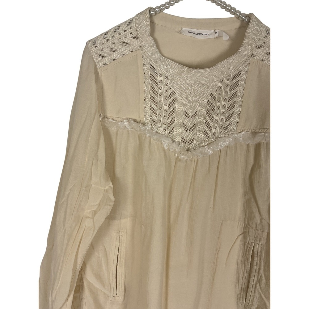 Isabel Marant Etoile Women's Creme Tunic Boho Shift Embroidered Dress Size EU 40 - Picture 6 of 9